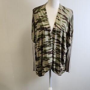 Camouflage Open Front Cardigan